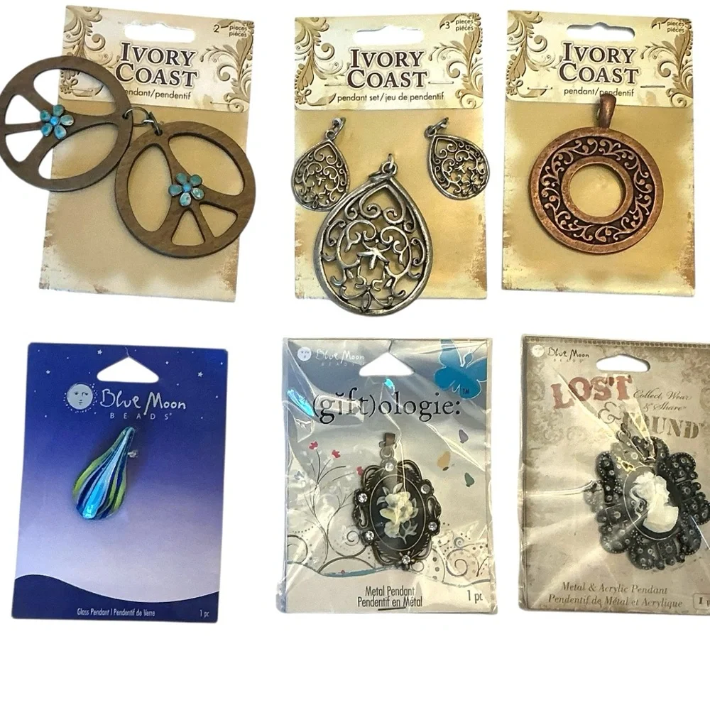 Jewelry Making Supplies Assorted Beads and Pendants Lot - 41 items
